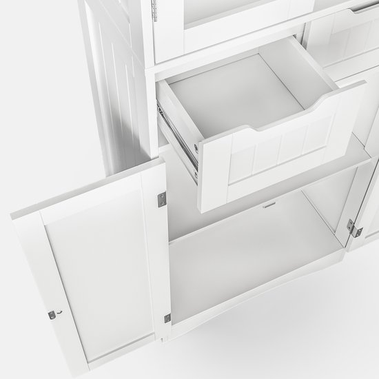 Xbro Keukenkast met Transparante Bovenkast en 2 Laden – Voorraadkast met Anti-Kantelbeveiliging – Hoge Opbergkast voor Keuken, Woonkamer of Washok – 60x30x170 cm