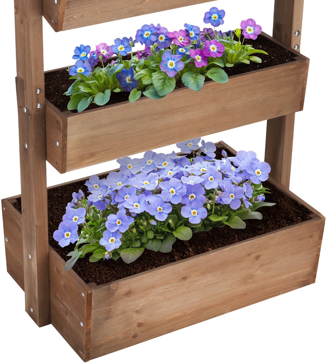 tectake® Verticale Tuin Flora - Met 5 Plantenbakken voor Bloemen, Kruiden of Groenten - Bruin - 81 x 52 x 180 cm - Kweekbak voor Moestuin - Kantelbare Bloembakken van Gelakt Dennenhout - Inclusief Vliesdoek/Worteldoek - Weerbestendig en Stabiel – foto 6