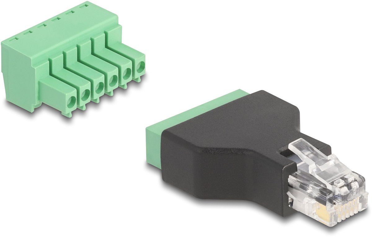 Delock RJ12 plug to Terminal Block Adapter 6 pin 2-part