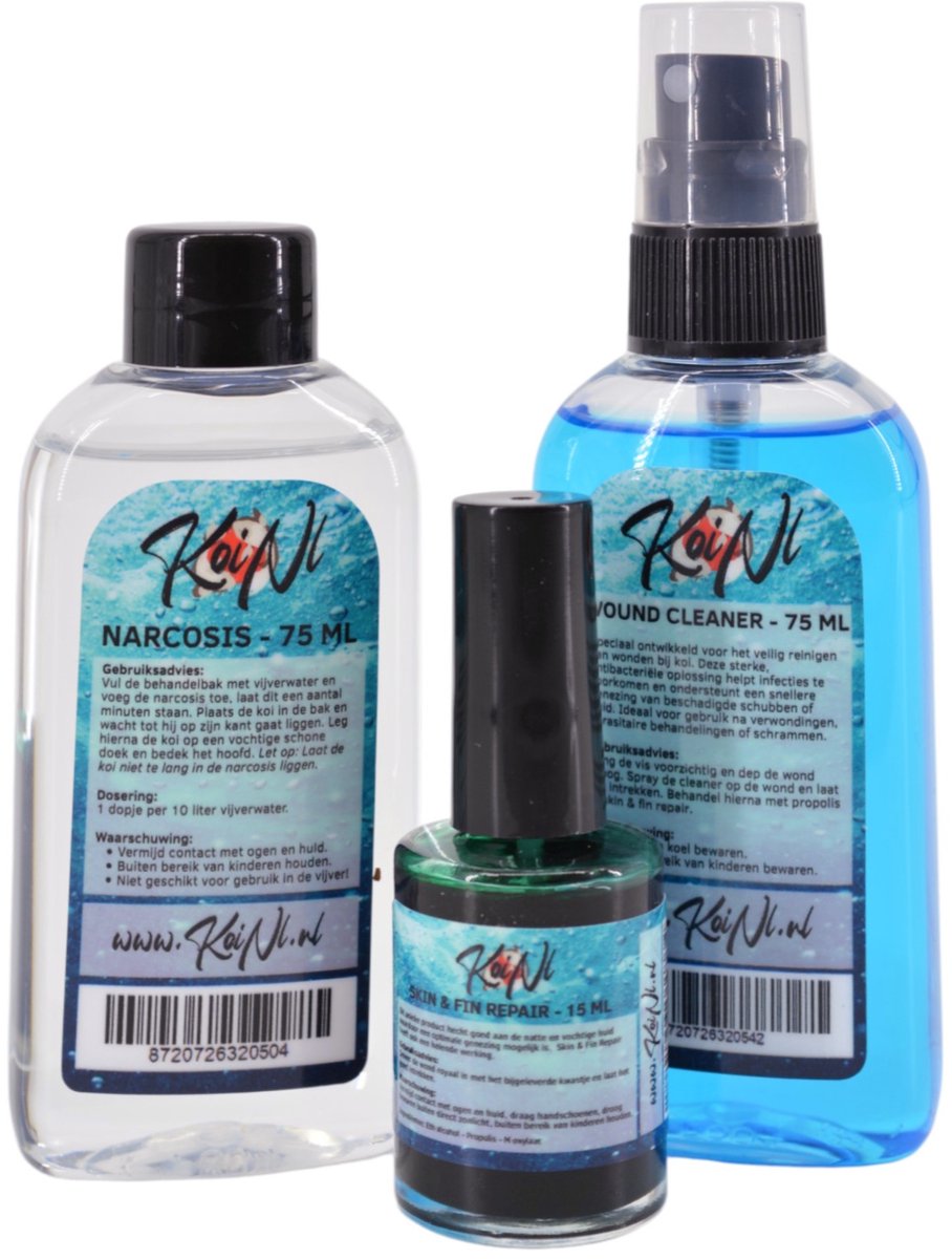 Koi Behandelset Basis | Narcosis / Wound Cleaner / Skin & Fin Repair | KoiNL