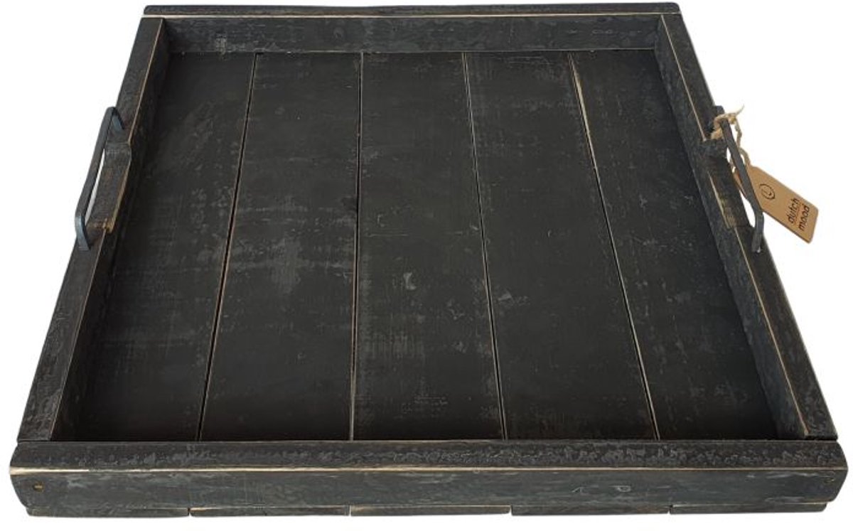 Houten Dienblad black berlin Marianne 48 in de bekende Dutch Mood stijl – 48 x 48 x 9 cm