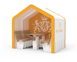 Kartonnen vergaderruimte - Duurzame vergaderruimte - 4 persoons Vergader box - Zitruimte - Pop-up Beursstand - Werkruimte - Bee Connect