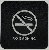 Verboden te roken 2 bordjes | No Smoking | 10 cm | Zwart Zilver | Bio plastic