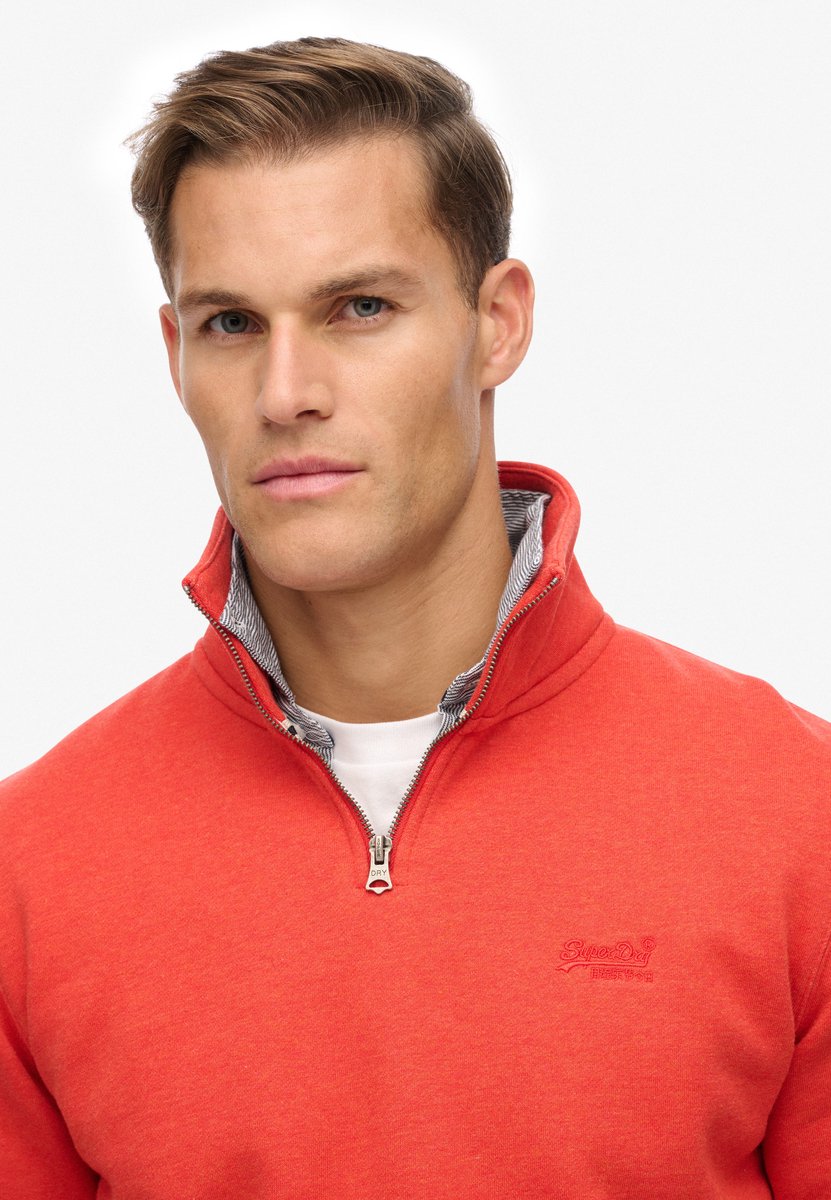 Superdry Essential sweatshirt met logo en halve rits Heren Truien Oranje
