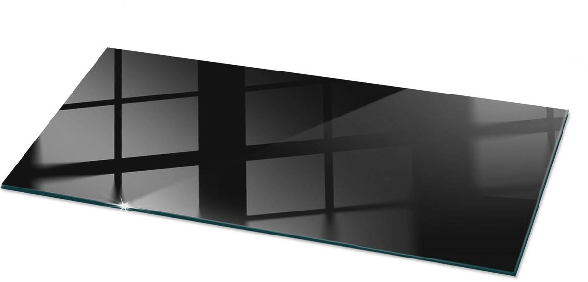 Tulup Tafelblad Glas - Kleur Zwart Glad Glasplaat Tafel - 125 cm x 50 cm - Zwart Veiligheidsglas - Rechthoekig Tafelblad Glas - Glazen Tafelblad voor Tuin of Terrastafels - Glazen Tafelblad