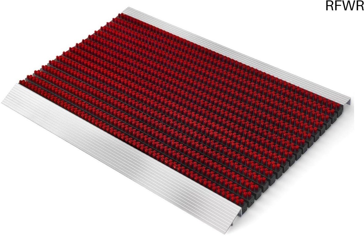 RFWR Duurzame Deurmat voor Binnen en Buiten - Weerbestendig en Antislip (40 x 60 cm) Aluminium frame - Rood