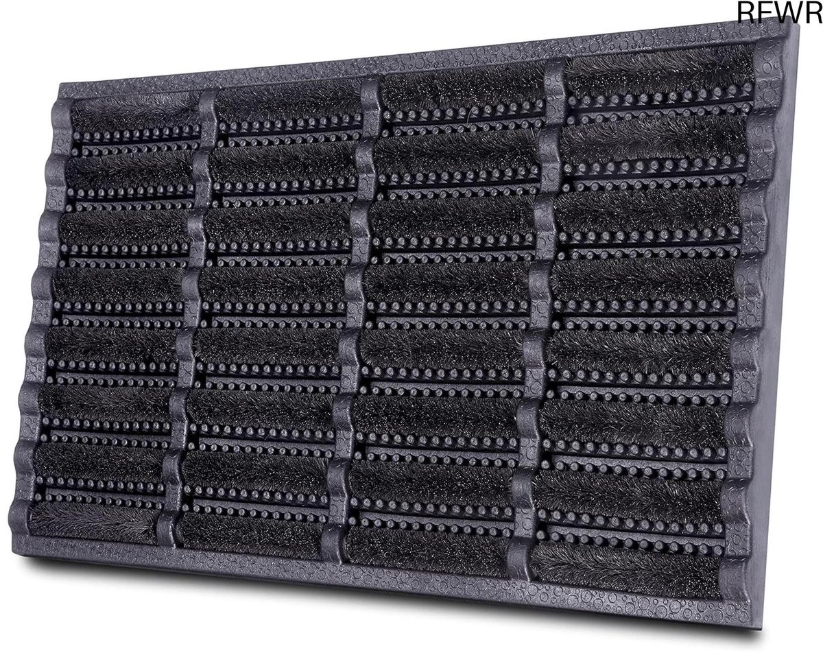 RFWR Antislip Deurmat van Kokos en Rubber, 40 x 60 cm - Weerbestendig en Vuilvanger voor Binnen en Buiten Zwart