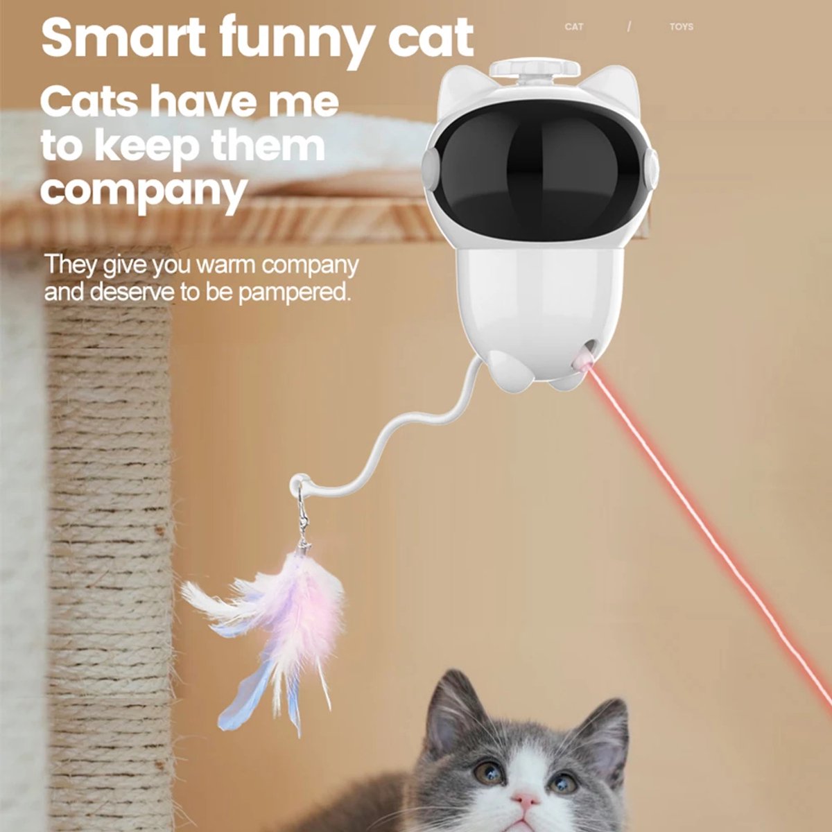 Automatisch Katten Speelgoed – Interactieve LED Laser 360° Rotatie - Katten laser speelgoed - Smart Huisdier Speeltje – Katten Speelgoed Accessoires – Voor Binnen & Buiten – Duurzaam & Slim thumbnail 2