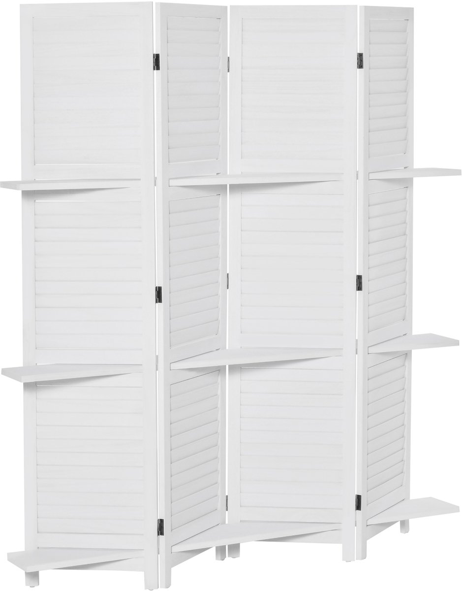 HOMCOM-Privacyscherm-Paulowniahout-160x1,9x170cm-Wit