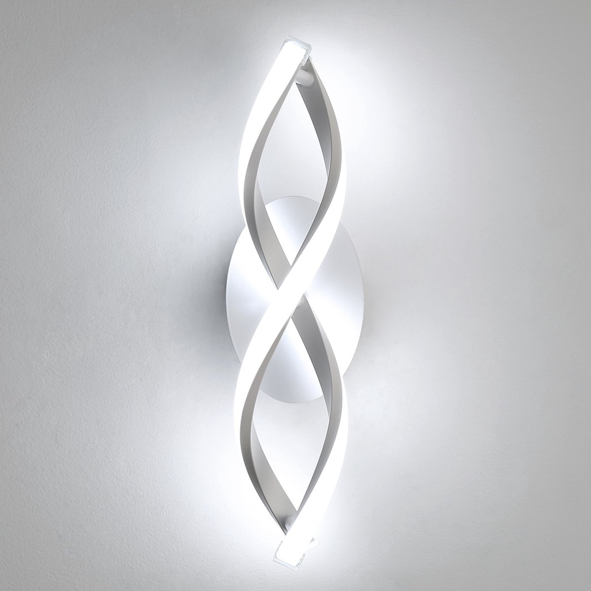Wandlamp voor binnen, moderne LED-wandlamp 14W 1800LM, koel wit 6500K, gebogen design voor slaapkamer, trap, woonkamer