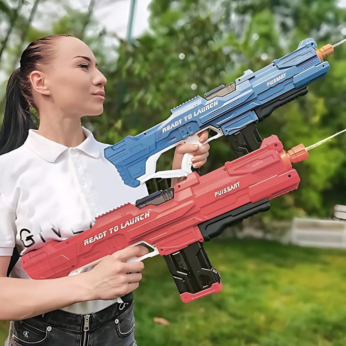 Modito Automatisch Waterpistool met Vizier Blauw - Elektrisch Waterpistool - Watergeweer - Super Soaker - Watergun - Buitenspeelgoed — afbeelding 7