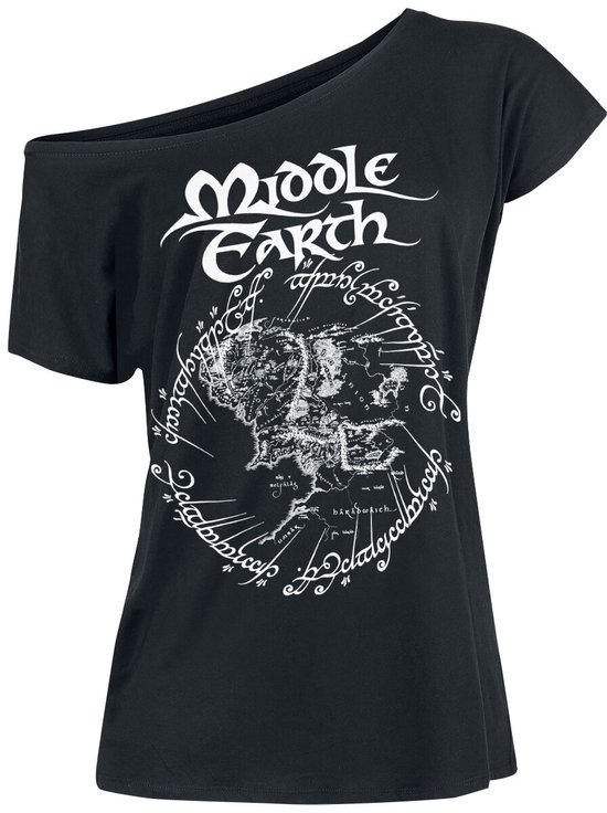 The Lord Of The Rings Middle Earth Dames T-shirt - zwart - XXL