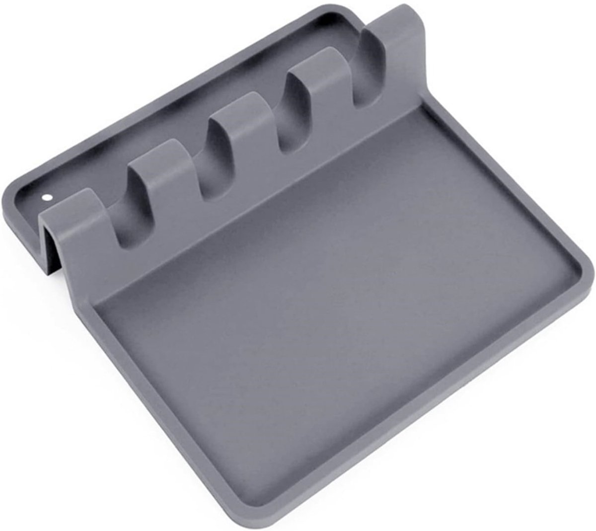 Daity 1-pack - Siliconen lepelhouder - BPA-vrije - duurzame lepelhouder met lekbak - hittebestendige keukenlepelhouder (grijs, 13,8*13,8 cm)