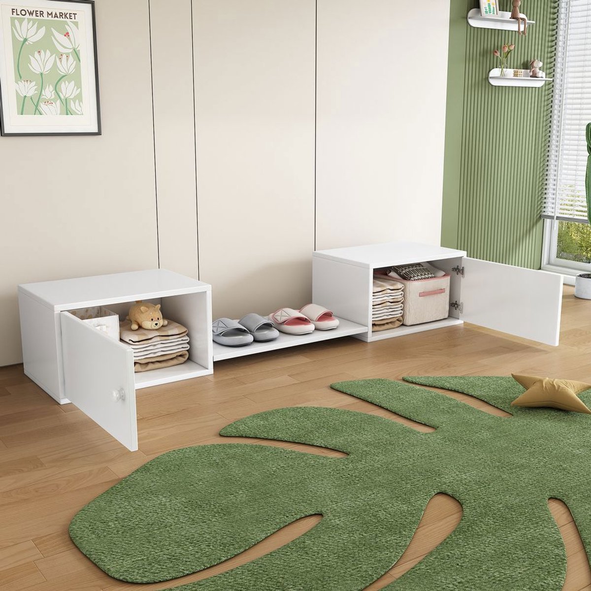 Pugsdrly Schoenenkast multifunctioneel schoenenbank stapelbedgebruik 189x40x34.5 cm wit halmeubel