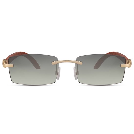 Zonnebril rechthoekig - Zonnebrillen - Festival bril - Rave bril - Glasses - Goud - Groene glazen van Merkloos — afbeelding 2