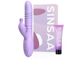Sinsaa Rabbit Vibrator voor Vrouwen - Tarzan Vibrator met 10 Vibratiestanden - G-Spot & Clitoris Stimulator - 3in1 Vibrators - Dildo met 6 Pulsatiestanden - Seksspeeltjes voor Koppels - Sex Toys voor Vrouwen - Inclusief glijmiddel