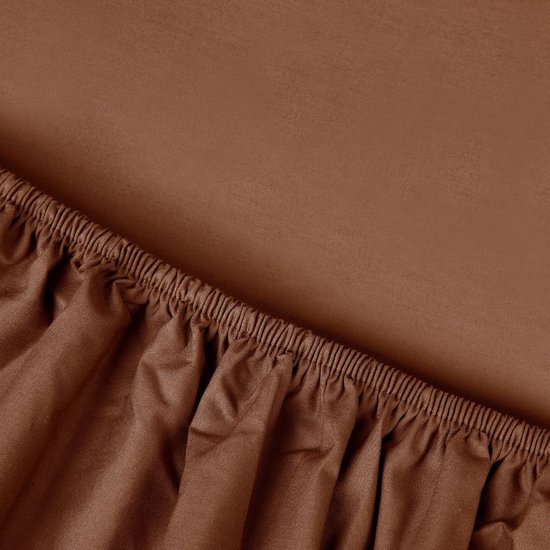 Drap-housse Kayori Kai en Katoen - 180 x 210-220 cm - Épaisseur du matelas 40 cm - Élastique tout autour - Katoen bio - Caramel