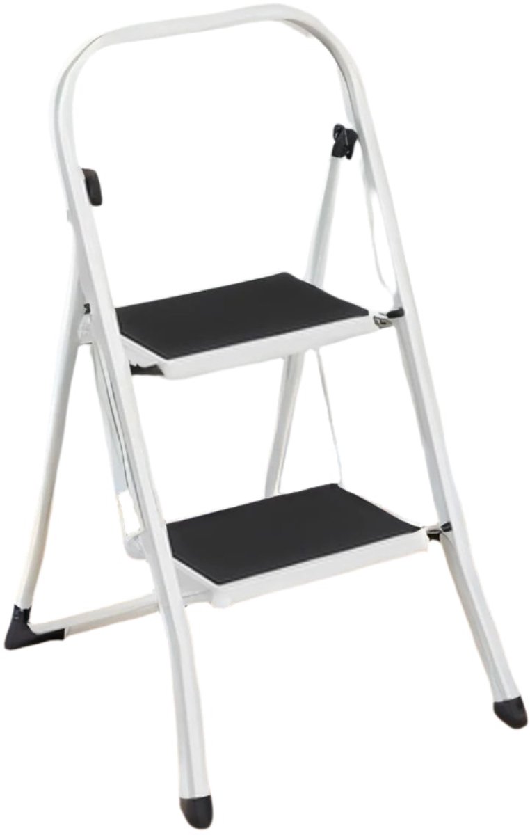 Vouwstap ladder - 2 niveaus - draagbare stepladder - stabiel metaal - veilig vouwontwerp - 46,5 cm x 90 cm x 4 cm