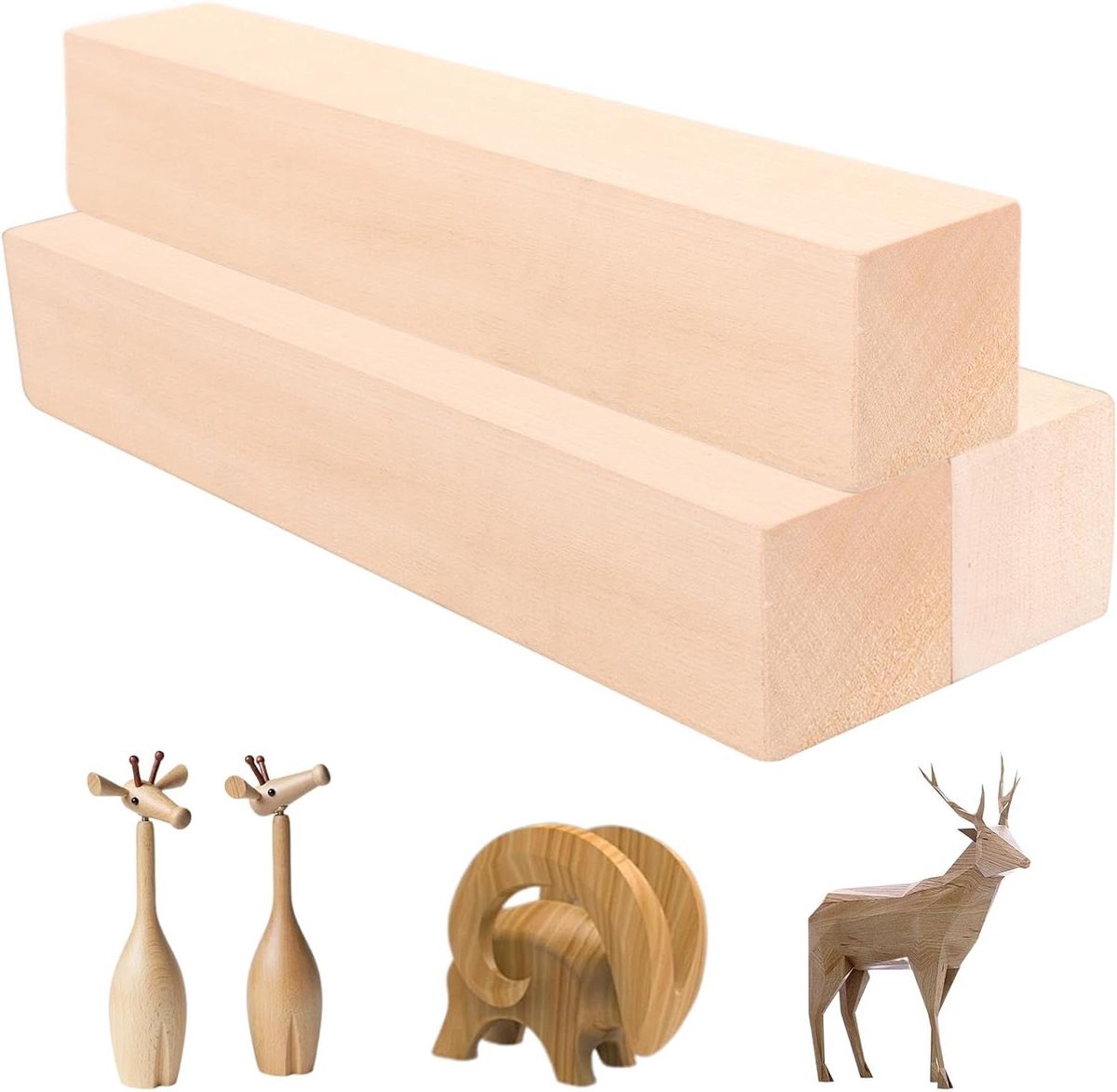 Inovra Plus - Lindehout om te snijden 30 x 5 x 5 cm - 3 stuks - Blanco houtsnijblokken voor creatief knutselen - Onbehandeld balsahout - Houtsnijhout voor doe-het-zelf projecten - Geschikt voor snijders