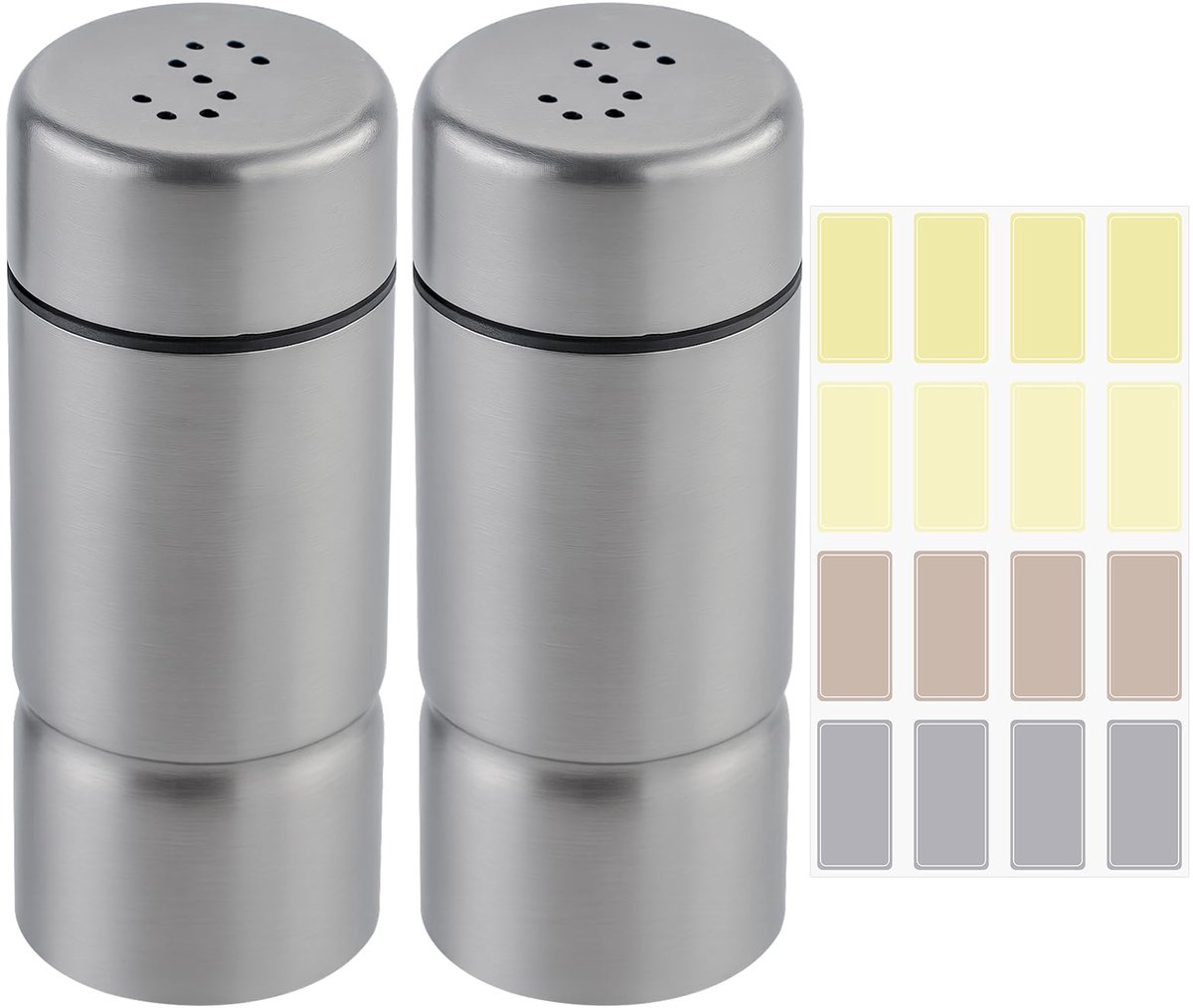 Ibenzoa® Roestvrijstalen Zout- en Peperstrooierset voor Keuken en Reizen, Inclusief Kleurrijke Labels