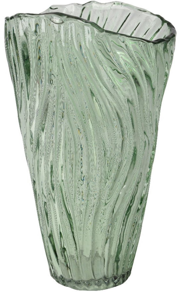 Vaas glas l22,5b14,5h35 cm groen