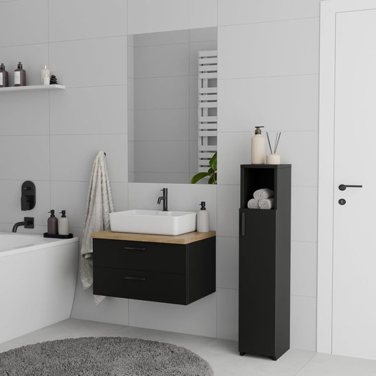 JUNGBORN Hoge badkamerkast QUATTRO/SEDICI 160x35x35 cm zwart kopen