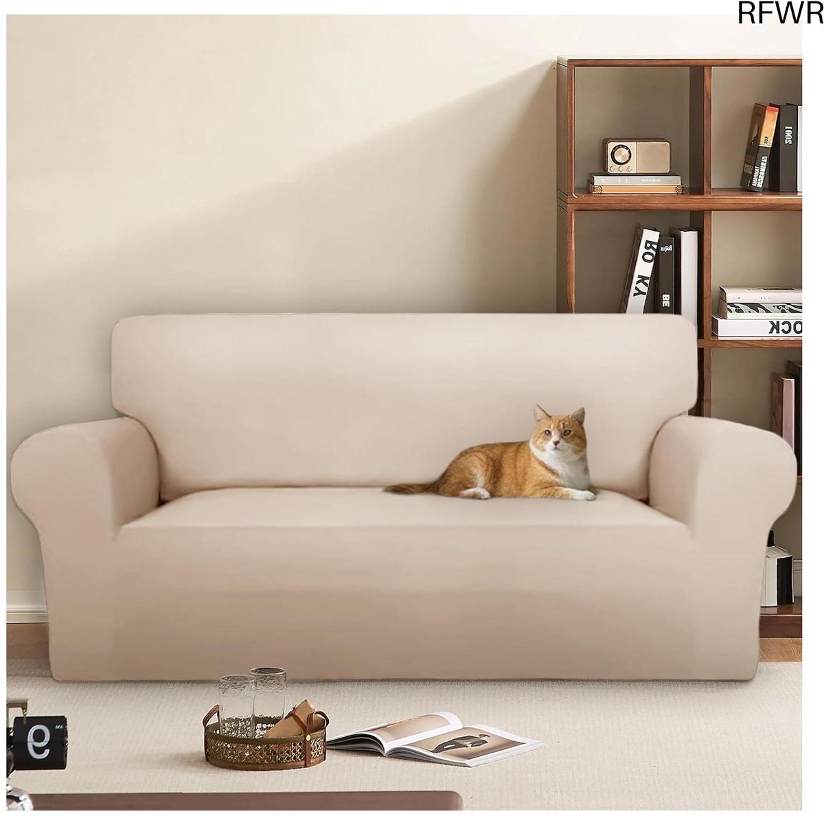 RFWR® Elegante Bankhoes voor 2 Zitplaatsen (130-190CM) - Krasbestendig en Super Zacht - Beige