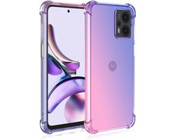 Haoye hoesje voor Motorola Moto G13 - Gradient kleur - Dunne transparante anti-vingerafdruk siliconen schokbestendige beschermhoes - Blauw/roze - telefoonhoesje - Beschermhoesje smartphone - 77 characters