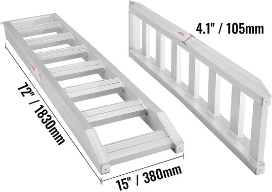 2x rampe de chargement 160x22.5x4.5cm 400kg acier galvanisé rail collision