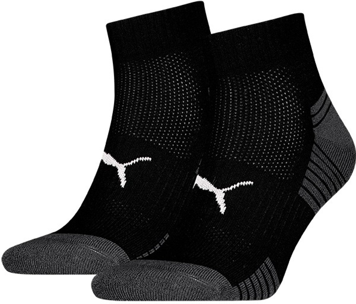 PUMA unisex 2P sport quartersokken cushioned II Zwart
