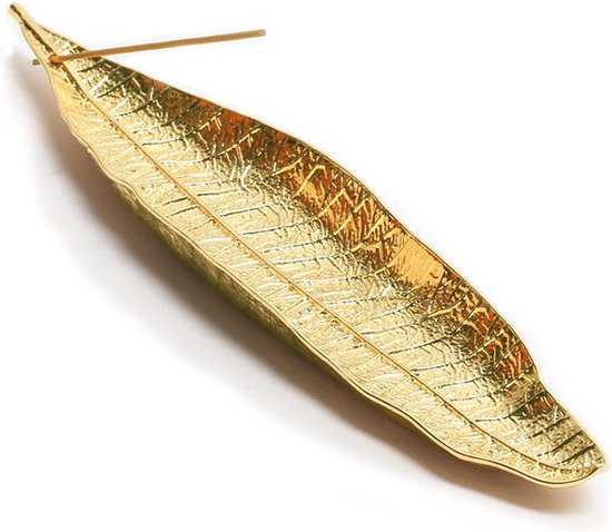 Foto: Wierookstokjeshouder 28 cm zinklegering metalen bladeren voor wierookstokjes thuis kantoor yoga meditatie goud 