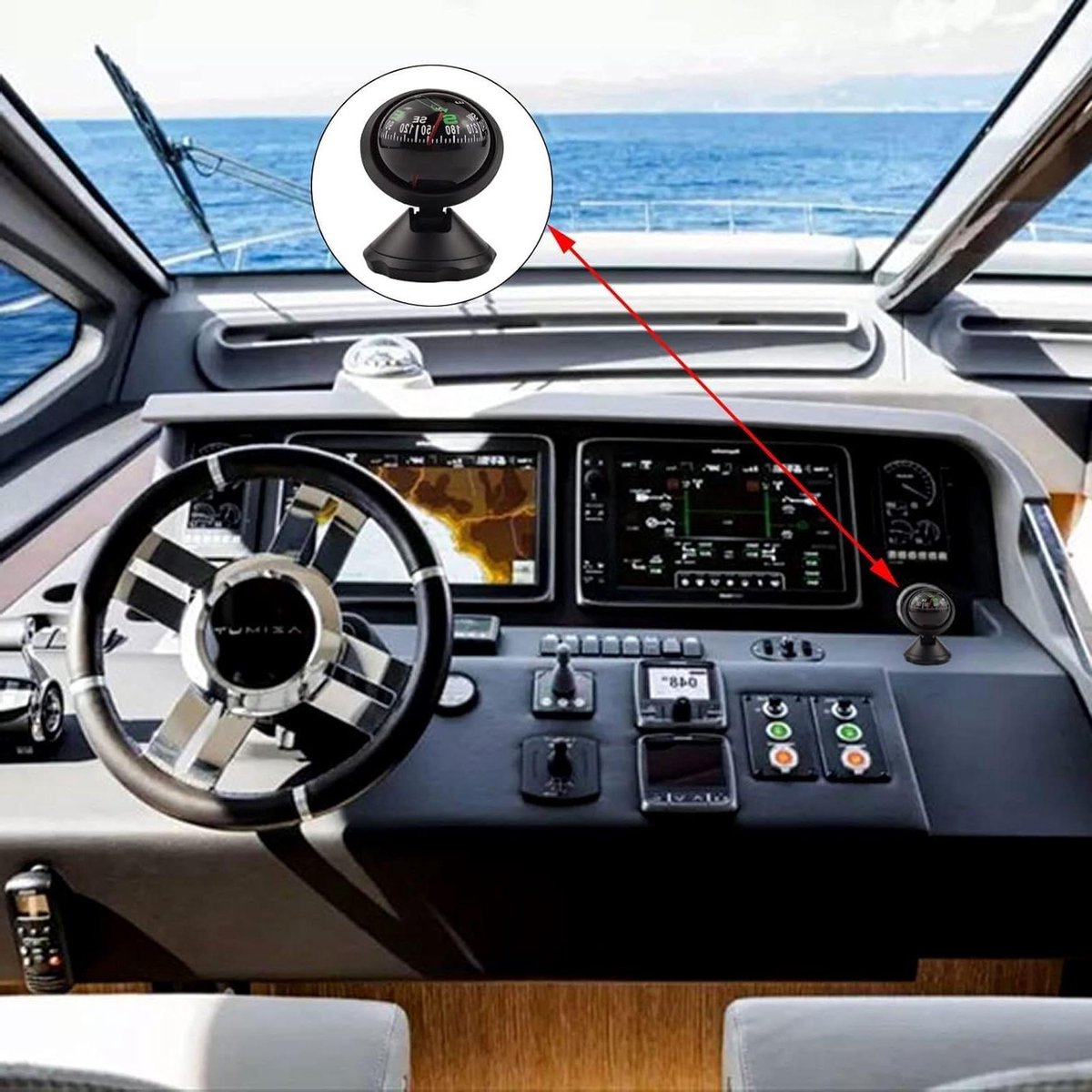 Allecto Plus - Autokompas voor voertuig, boot en buitenreis met dashboardmontage