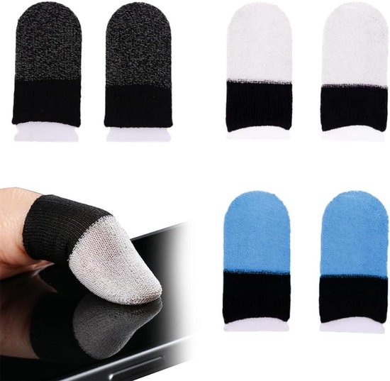 Allecto Plus - 3 paar vingerafdekkingen voor mobiele games met ademend vermogen en antislip - Professionele games - Touchscreen-zijkanten