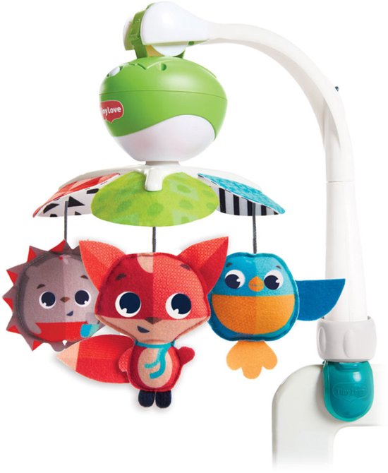 Tiny Love Draagbare mobiel, Mobiel voor wieg en kinderwagen, 5 melodieën, ronddraaiende speeltjes voor visuele stimulatie, verstelbare arm voor reiswieg of campingbed, vanaf 0 maanden, Meadow Days