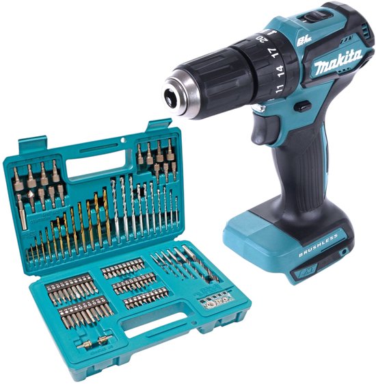Makita DHP 483 Z accu-klopboormachine 18 V 40 Nm borstelloos + 102-delige bit- en boorset - zonder accu, zonder oplader