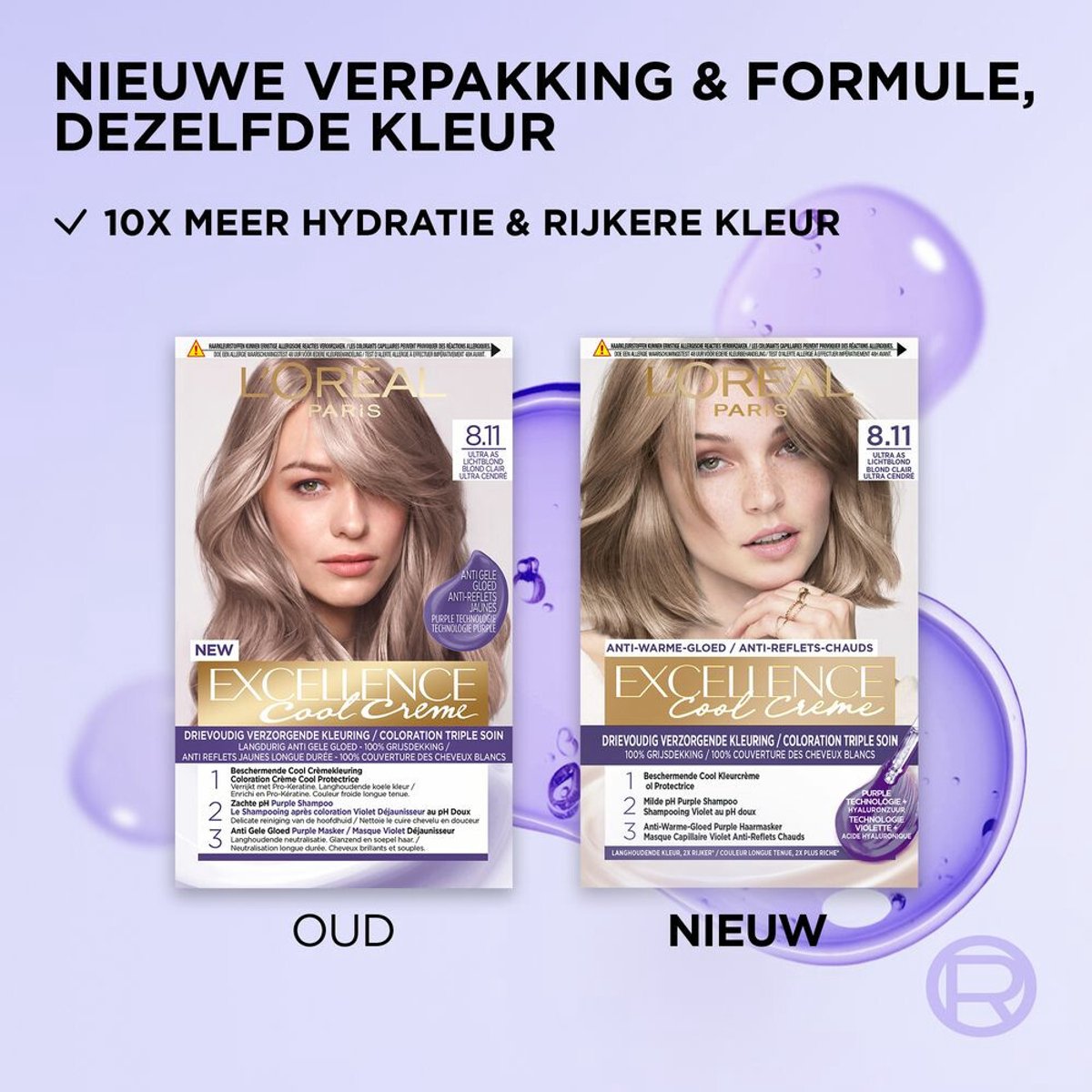 L'Oréal Excellence Cool Crème Permanente Crèmekleuring 8.11 - Ultra As Lichtblond - 2 x - Voordeelverpakking