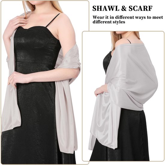 dellyy Stola van chiffon voor dames, elegante sjaal voor avondjurk, bruiloft en feest, multifunctioneel doek, zwart, L dellyy Stola van chiffon voor dames, elegante sjaal voor avondjurk, bruiloft en feest, multifunctioneel doek, zwart, L