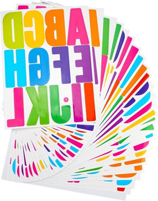 1008 stuks 12 vellen letterstickers, zelfklevende letters, cijfers, stickers voor brievenbus, borden, deur, adresnummer, doe-het-zelf, scrapbooking, 12 kleuren