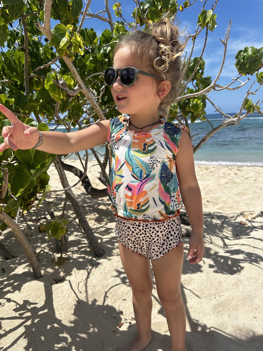 Ducksday - Omkeerbare baby tankini met haarlint - voor meisjes - UPF 50+ - Driedelige zwemset - Moana — afbeelding 4