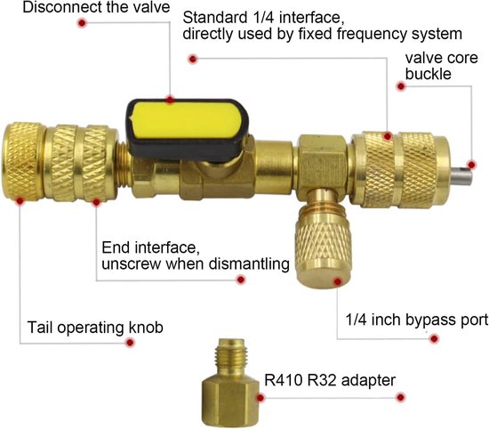 10Pcs 1/4SAE HVAC Filling Access Valves Air Conditioner Brass Check
