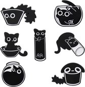 Allecto Plus - Emaille pins set met Zwarte Kat design voor dames - Leuke dierlijke broche voor jassen - Speelse kat badge