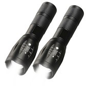 Bol.com Zaklamp LED oplaadbaar - 2 Stuks - incl batterijen - Waterdicht - Militaire zaklamp - Mini - Voor kinderen en volwassene... aanbieding