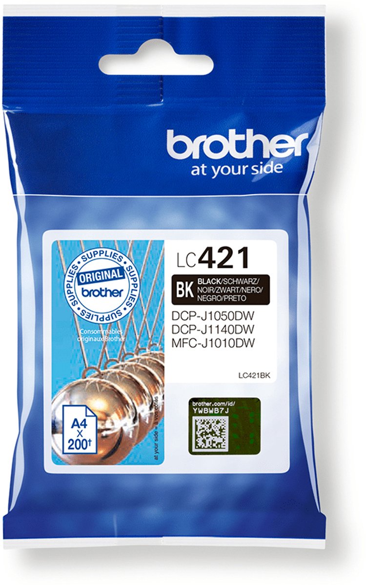 LC421BK Inktcartridge - BROTHER - Zwart Standaardcapaciteit 200 pagina's - Voor DCP-J1050DW, MFC-J1010DW en DCP-J1140DW