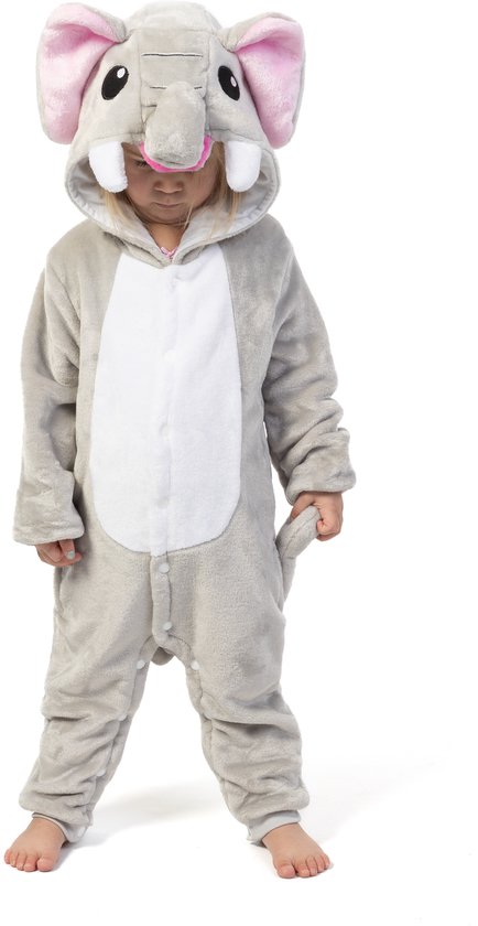Combinaison pyjama éléphant gris KIMU - Taille 110-116 - Déguisement éléphant Grijs - Combinaison pyjama bébé - Cadeau Saint-Nicolas