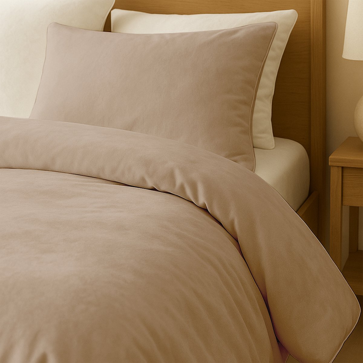 Zydante Dekbedovertrek Set 240x200/220 cm - Dekbedhoes met 2 Kussenslopen - Velvet Coral - Beige