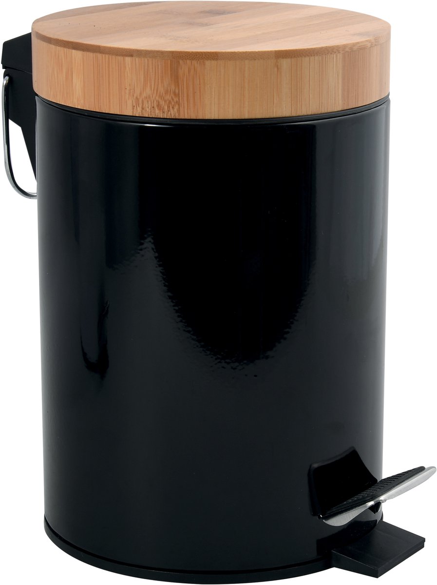 MSV Pedaalemmer 3L - AZA - Prullenbak Badkamer - Hout - Zwart