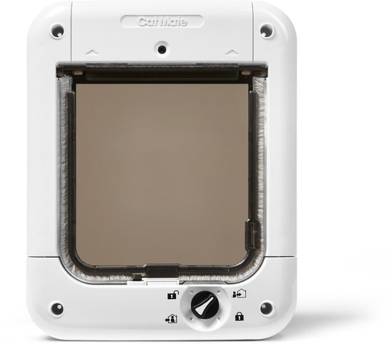 Cat Mate Vergrendelbaar Microchip Kattenluik - met 4-vergrendelingsstanden - 24,6 cm x 19,7 cm - Enkel of meervoudig glas, houten en UPVC/metalen deuren, wanden - Wit 360W