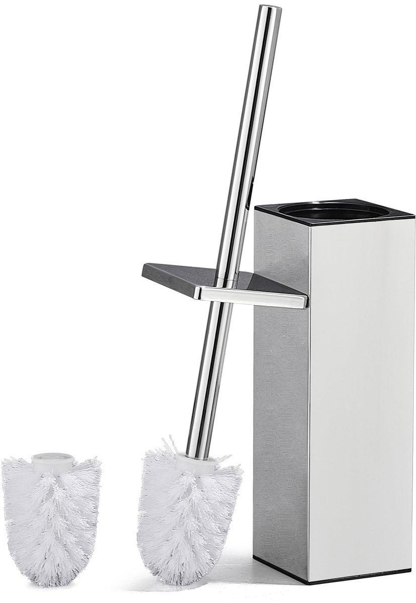 Ibenzoa® Elegant en Functioneel Toiletborstelset met Roestvrij Stalen Houder en Extra Reservekop