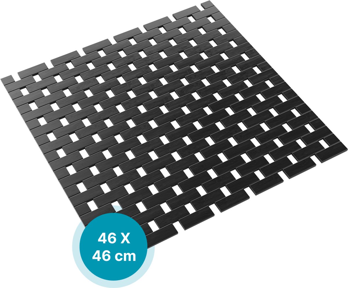 DRESTA Badmat Mira 46X46CM – Douchemat – Badmat antislip – Badmatten – Bamboe Badmat – Zwart