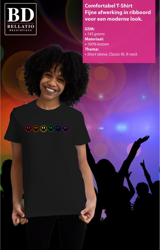 T-shirt Gay Pride Bellatio Decorations pour femme - fierté - noir - smileys - LGBT L
